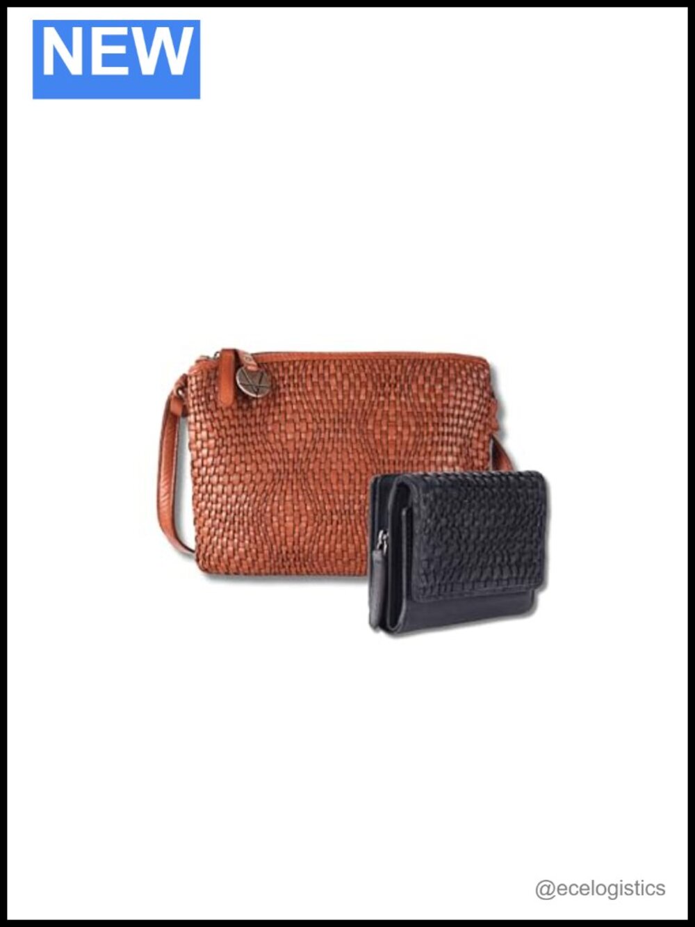 Genuine Leather Crossbody Bag & Wallet Set for Women with Zipper Closure